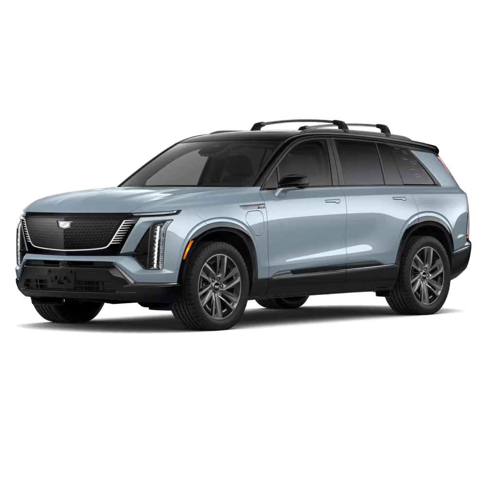 2026 Cadillac Vistiq Sport in Nimbus Metallic in three quarter angle.