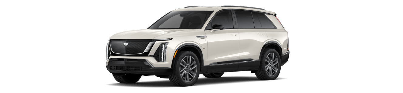 2027 Cadillac VISTIQ Sport AWD in Cashmere, shown in a front three-quarter driver-side view.