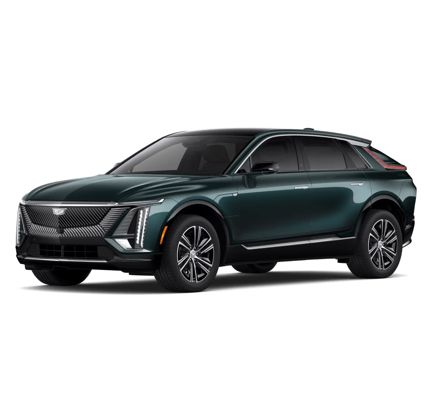 2026 Cadillac Lyriq Premium Luxury in Emeral Lake Metallic in three quarter angle.
