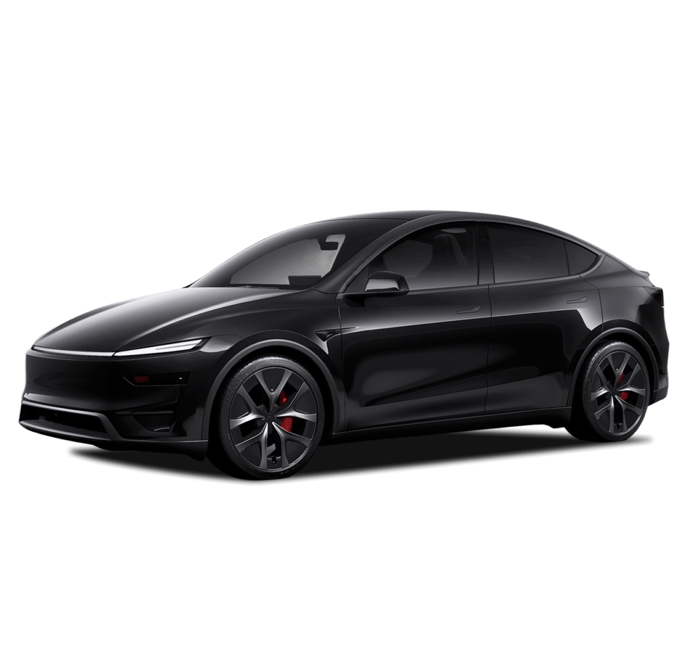 2026 Tesla Model Y Performance in Diamond Black in three quarter angle.