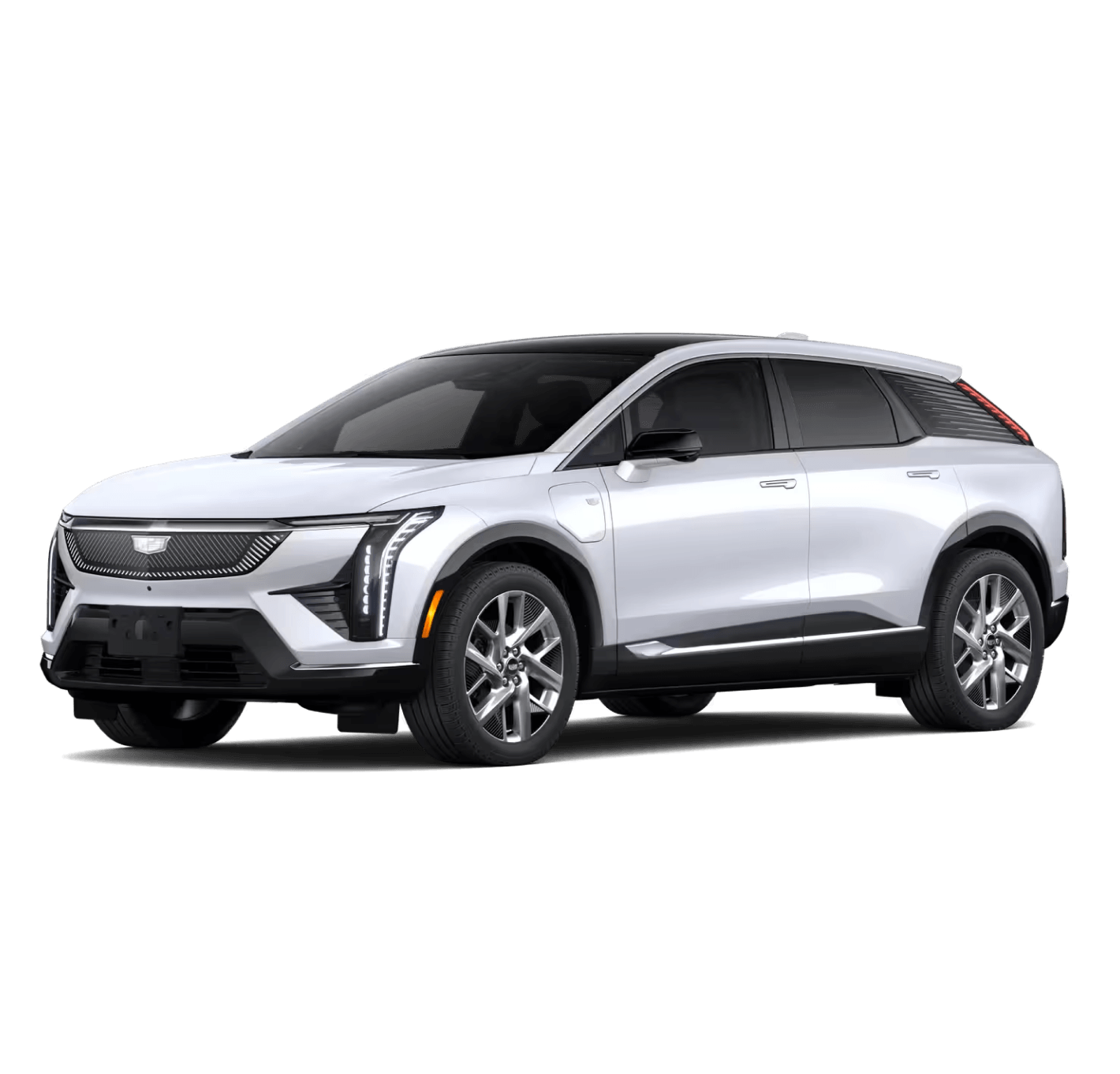 2026 Cadillac Optiq Luxury in Vibrant White Tricoat in three quarter angle.