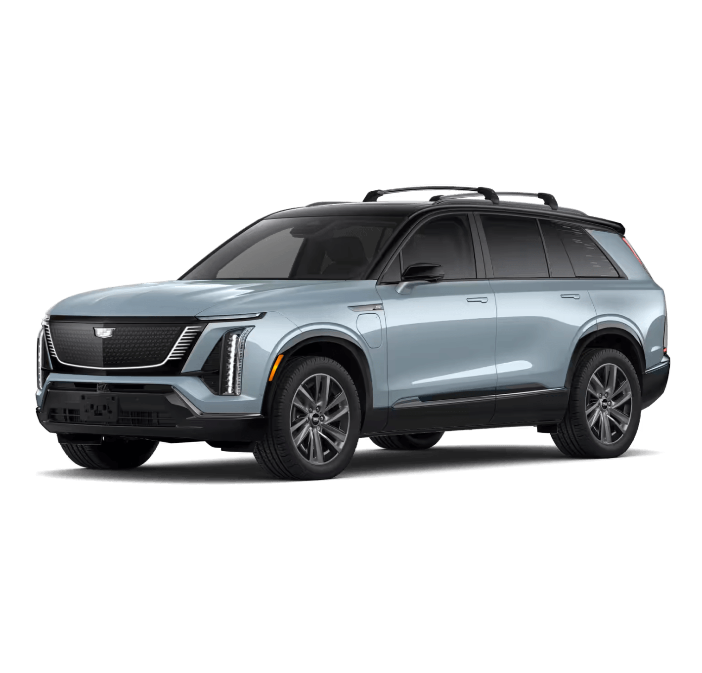 2026 Cadillac Vistiq Sport in Nimbus Metallic in three quarter angle.